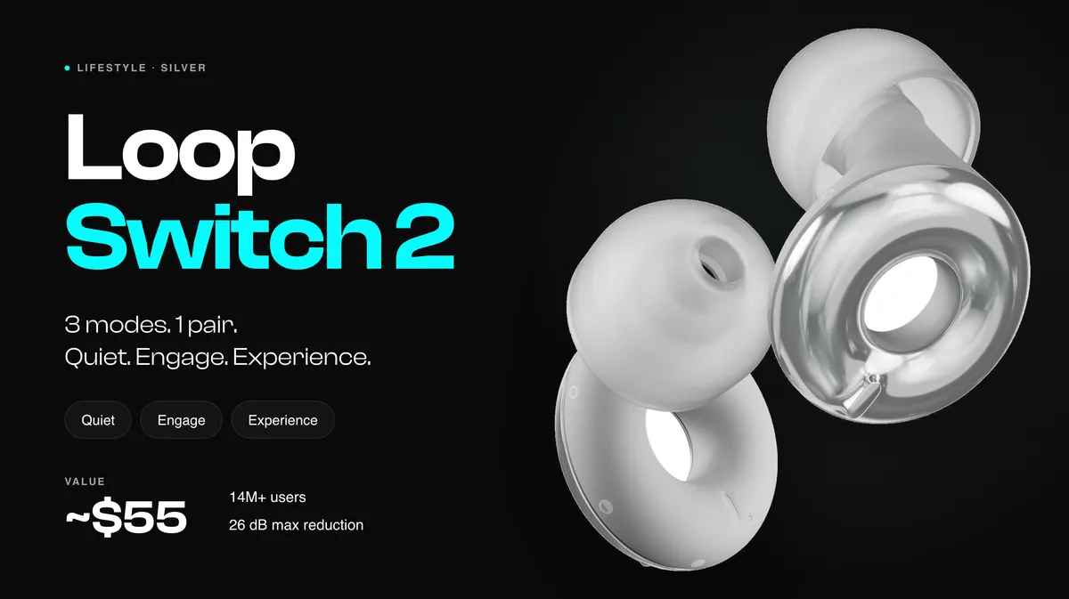 Loop Switch 2 Earplugs in Silver 🩶